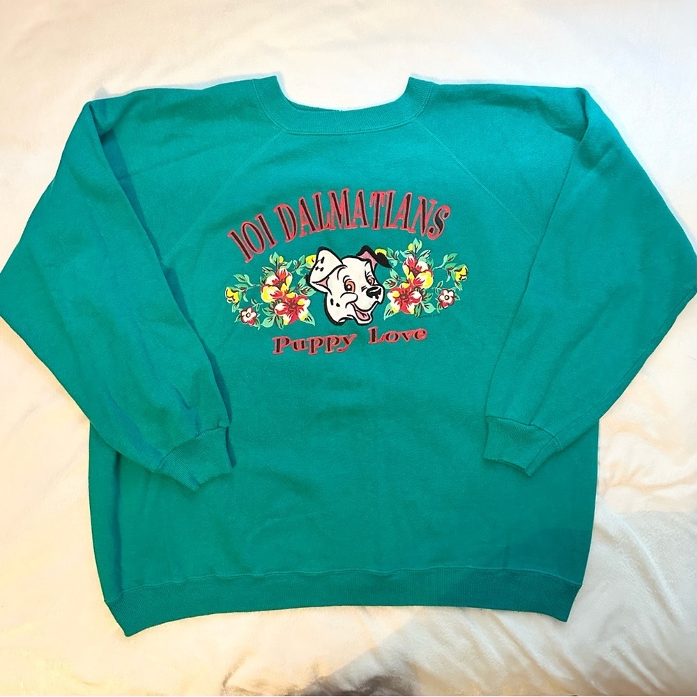 Vintage Disney 101 Dalmatians Embroidered Crewneck Sweatshirt Puppy Love L